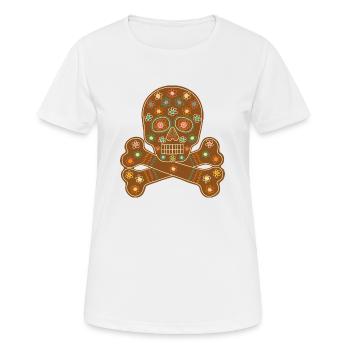 Crâne en sucre en pain d’épices Dia de los Muertos - T-shirt respirant Femme - blanc - Devant - AI Model Female 172 dark (172cm)