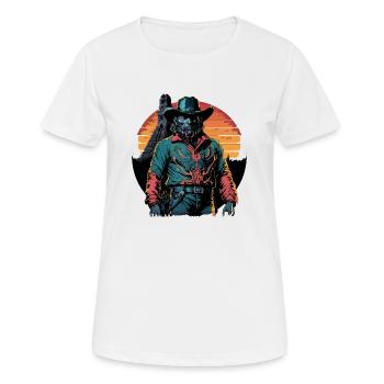Cowboy-Figur mit Western-Twist - Frauen T-Shirt atmungsaktiv - Weiß - Vorne - AI Model Female 172 dark (172cm)