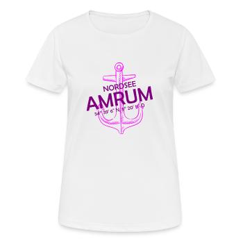 Amrum Nordsee Koordinaten - Frauen T-Shirt atmungsaktiv - Weiß - Vorne - AI Model Female 172 dark (172cm)