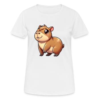 Wasserschwein mit großen Augen - Frauen T-Shirt atmungsaktiv - Weiß - Vorne - AI Model Female 172 dark (172cm)
