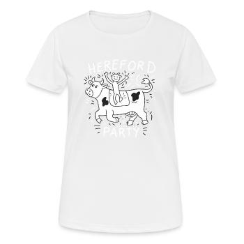 Kuh-Party mit Herefords - Frauen T-Shirt atmungsaktiv - Weiß - Vorne - AI Model Female 172 dark (172cm)