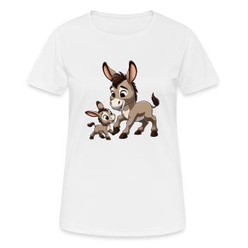 Eselmutter mit Kind grau - Frauen T-Shirt atmungsaktiv - Weiß - Vorne - AI Model Female 172 dark (172cm)