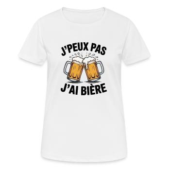 J’Peux Pas J’Ai Bière – Humour Apéro et Amateurs - T-shirt respirant Femme - blanc - Devant - AI Model Female 172 dark (172cm)
