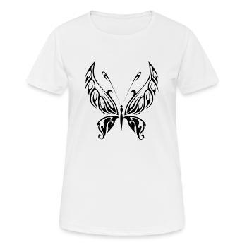 Black Tribal Tattoo Butterfly as a gift - Women's Breathable T-Shirt - white - Front - AI Model Female 172 dark (172cm)