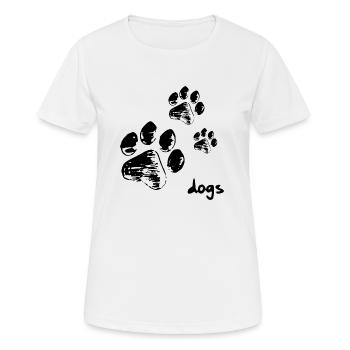 Pattes de chien - Chiens - T-shirt respirant Femme - blanc - Devant - AI Model Female 172 dark (172cm)