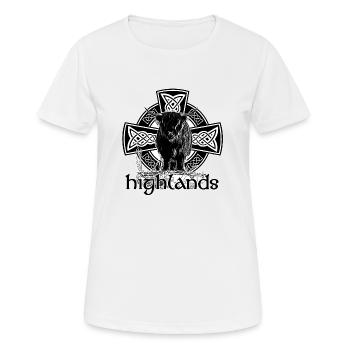 Highlands - Frauen T-Shirt atmungsaktiv - Weiß - Vorne - AI Model Female 172 dark (172cm)