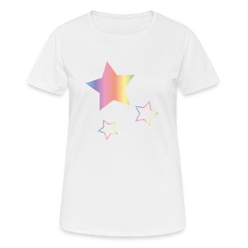Arc-en-ciel Étoiles - T-shirt respirant Femme - blanc - Devant - AI Model Female 172 dark (172cm)