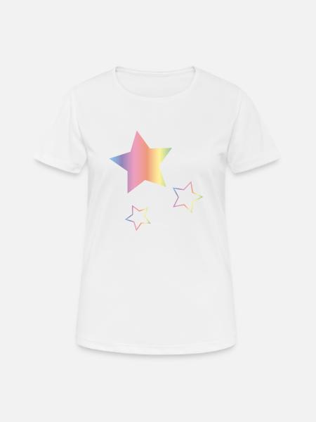 Regenbogen Sterne - Frauen T-Shirt atmungsaktiv - Weiß