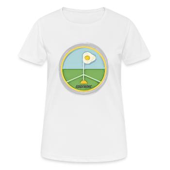 Eckfahne mit einem Spiegelei als Wimpel - Eggfahne - Frauen T-Shirt atmungsaktiv - Weiß - Vorne - AI Model Female 172 dark (172cm)