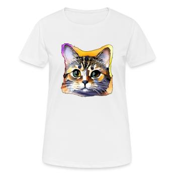 Katzengesicht 4 - Frauen T-Shirt atmungsaktiv - Weiß - Vorne - AI Model Female 172 dark (172cm)