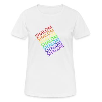 SHALOM Diagonale Arc En Ciel - Paix - T-shirt respirant Femme - blanc - Devant - AI Model Female 172 dark (172cm)