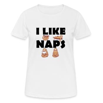 I like Naps - Faultiere - Langschläfer - Frauen T-Shirt atmungsaktiv - Weiß - Vorne - AI Model Female 172 dark (172cm)