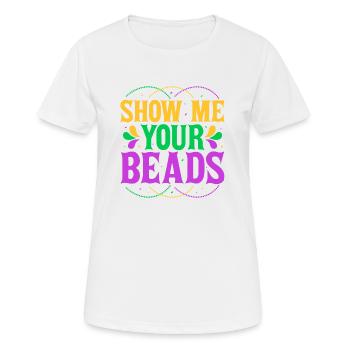 Montrez-moi vos perles défilé du Mardi Gras - T-shirt respirant Femme - blanc - Devant - AI Model Female 172 dark (172cm)