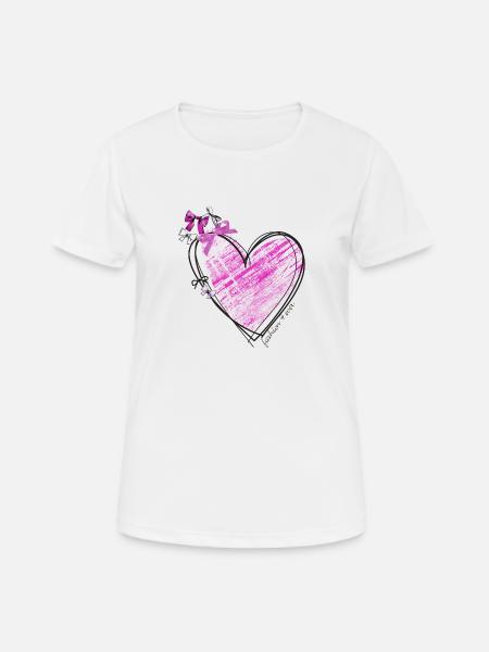 Herz - Frauen T-Shirt atmungsaktiv - Weiß
