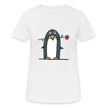 Pinguin als Rosenkavalier - Frauen T-Shirt atmungsaktiv - Weiß - Vorne - AI Model Female 172 dark (172cm)