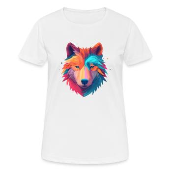 Wolf dans un design minimal coloré heureux - T-shirt respirant Femme - blanc - Devant - AI Model Female 172 dark (172cm)