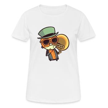 Trombone in comic style - Women's Breathable T-Shirt - white - Front - AI Model Female 172 dark (172cm)