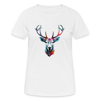 Reno der Hirsch - Frauen T-Shirt atmungsaktiv - Weiß - Vorne - AI Model Female 172 dark (172cm)