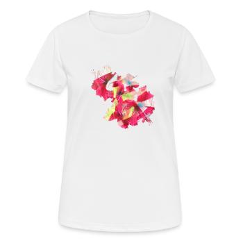 Hibiscus,Flower,Lotus,Blossom,Floral,Graffiti - Women's Breathable T-Shirt - white - Front - AI Model Female 172 dark (172cm)
