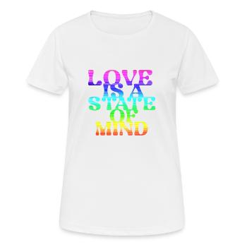 love is a state of mind, LGBT,regenbogen,bunt - Frauen T-Shirt atmungsaktiv - Weiß - Vorne - AI Model Female 172 dark (172cm)