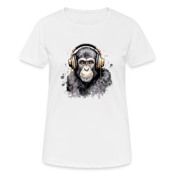 Kili le singe audiophile - T-shirt respirant Femme - blanc - Devant - AI Model Female 172 dark (172cm)