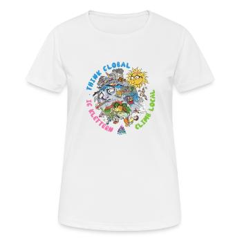 Pensez à l’escalade globale Fond lumineux local - T-shirt respirant Femme - blanc - Devant - AI Model Female 172 dark (172cm)