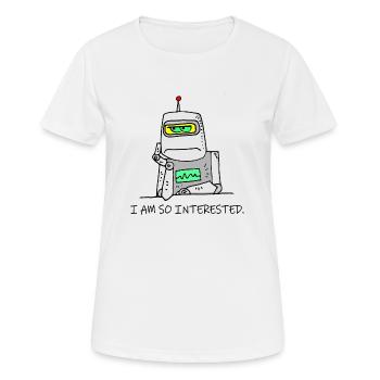 Interessierter Roboter lustig launisch gelangweilt Cartoon Witz - Frauen T-Shirt atmungsaktiv - Weiß - Vorne - AI Model Female 172 dark (172cm)