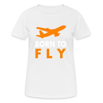 Avion né pour voler pilote disant - T-shirt respirant Femme - blanc - Devant - AI Model Female 172 dark (172cm)