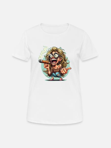 Crazy woman Zigarre - Frauen T-Shirt atmungsaktiv - Weiß