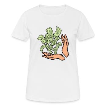 Big money flying to you for wealth and prosperity. - Women's Breathable T-Shirt - white - Front - AI Model Female 172 dark (172cm)