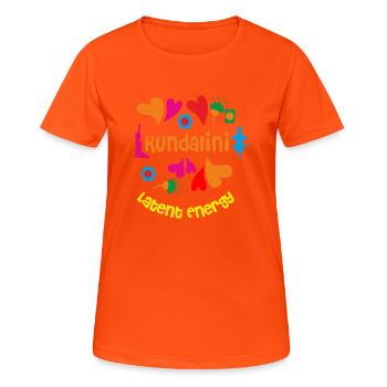 Kundalini Yoga: Colorful Hearts - Women's Breathable T-Shirt - neon orange - Front - AI Model Female 172 dark (172cm)