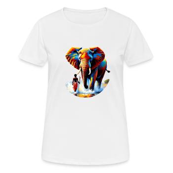 Furchtloser Krieger Junge trifft Elefantenbullen - Frauen T-Shirt atmungsaktiv - Weiß - Vorne - AI Model Female 172 dark (172cm)