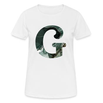Lettre g marbré vert - T-shirt respirant Femme - blanc - Devant - AI Model Female 172 dark (172cm)