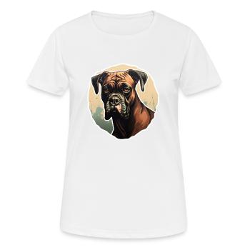 Boxer head interested - Women's Breathable T-Shirt - white - Front - AI Model Female 172 dark (172cm)