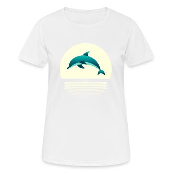 Delfin im Sprung - Frauen T-Shirt atmungsaktiv - Weiß - Vorne - AI Model Female 172 dark (172cm)