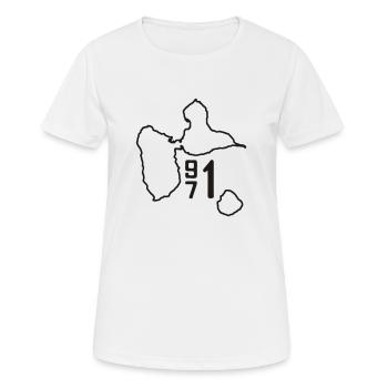 guadeloupe - T-shirt respirant Femme - blanc - Devant - AI Model Female 172 dark (172cm)