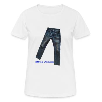 Jean bleu - T-shirt respirant Femme - blanc - Devant - AI Model Female 172 dark (172cm)