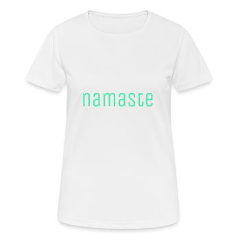 namaste/ Mode - Frauen T-Shirt atmungsaktiv - Weiß - Vorne - AI Model Female 172 dark (172cm)