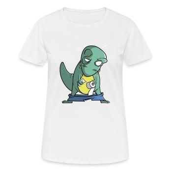 T-Rex mit Toilettenpapier - Problem - Frauen T-Shirt atmungsaktiv - Weiß - Vorne - AI Model Female 172 dark (172cm)