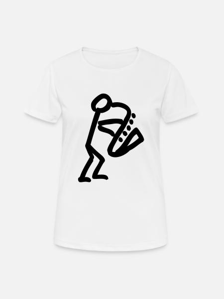 Musikant mit Saxophon - Frauen T-Shirt atmungsaktiv - Weiß