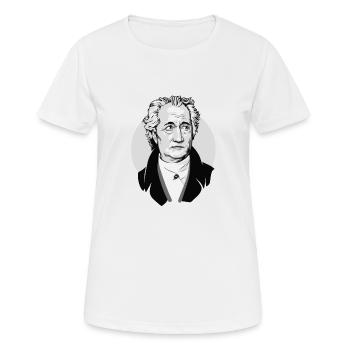 Goethe Pop Art dessin buste noir et blanc - T-shirt respirant Femme - blanc - Devant - AI Model Female 172 dark (172cm)