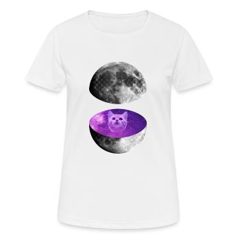 Galaxy Moon Cat - Frauen T-Shirt atmungsaktiv - Weiß - Vorne - AI Model Female 172 dark (172cm)
