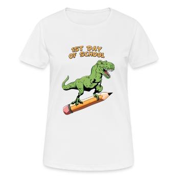TRex 1er jour d'école - T-shirt respirant Femme - blanc - Devant - AI Model Female 172 dark (172cm)