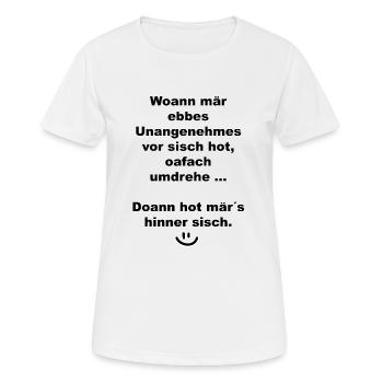 Woann mär ebbes ... - Frauen T-Shirt atmungsaktiv - Weiß - Vorne - AI Model Female 172 dark (172cm)