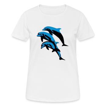Delfin, Delfine - Dolphin - Frauen T-Shirt atmungsaktiv - Weiß - Vorne - AI Model Female 172 dark (172cm)