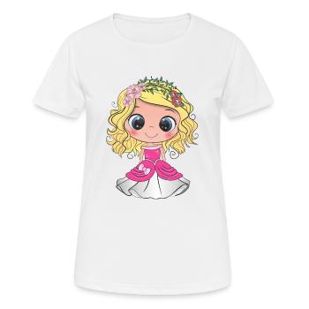 Princesse blonde aux yeux bleus et une robe rose - T-shirt respirant Femme - blanc - Devant - AI Model Female 172 dark (172cm)