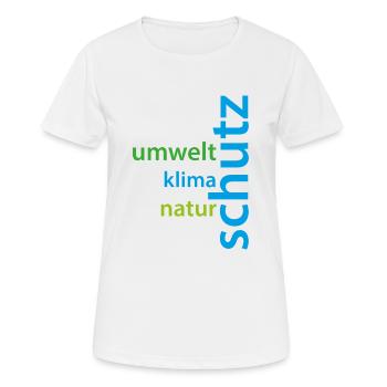 Klima-, Umwelt- und Naturschutz Schriftzug - Frauen T-Shirt atmungsaktiv - Weiß - Vorne - AI Model Female 172 dark (172cm)