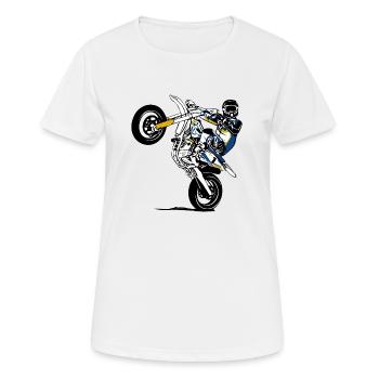 Supermoto - Frauen T-Shirt atmungsaktiv - Weiß - Vorne - AI Model Female 172 dark (172cm)