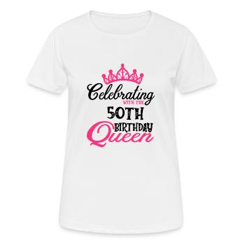 Célébrer avec la reine du 50e anniversaire - T-shirt respirant Femme - blanc - Devant - AI Model Female 172 dark (172cm)