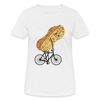 Funny peanut rides bike - Women's Breathable T-Shirt - white - Front - AI Model Female 172 dark (172cm)